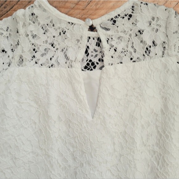 Girls Size 6 David's Bridal Formal White Lace Boho Embroidered Floral Dress - Picture 3 of 6